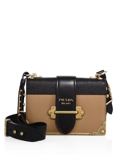 prada cahier bag black and gold|Prada cahier shoulder bag black.